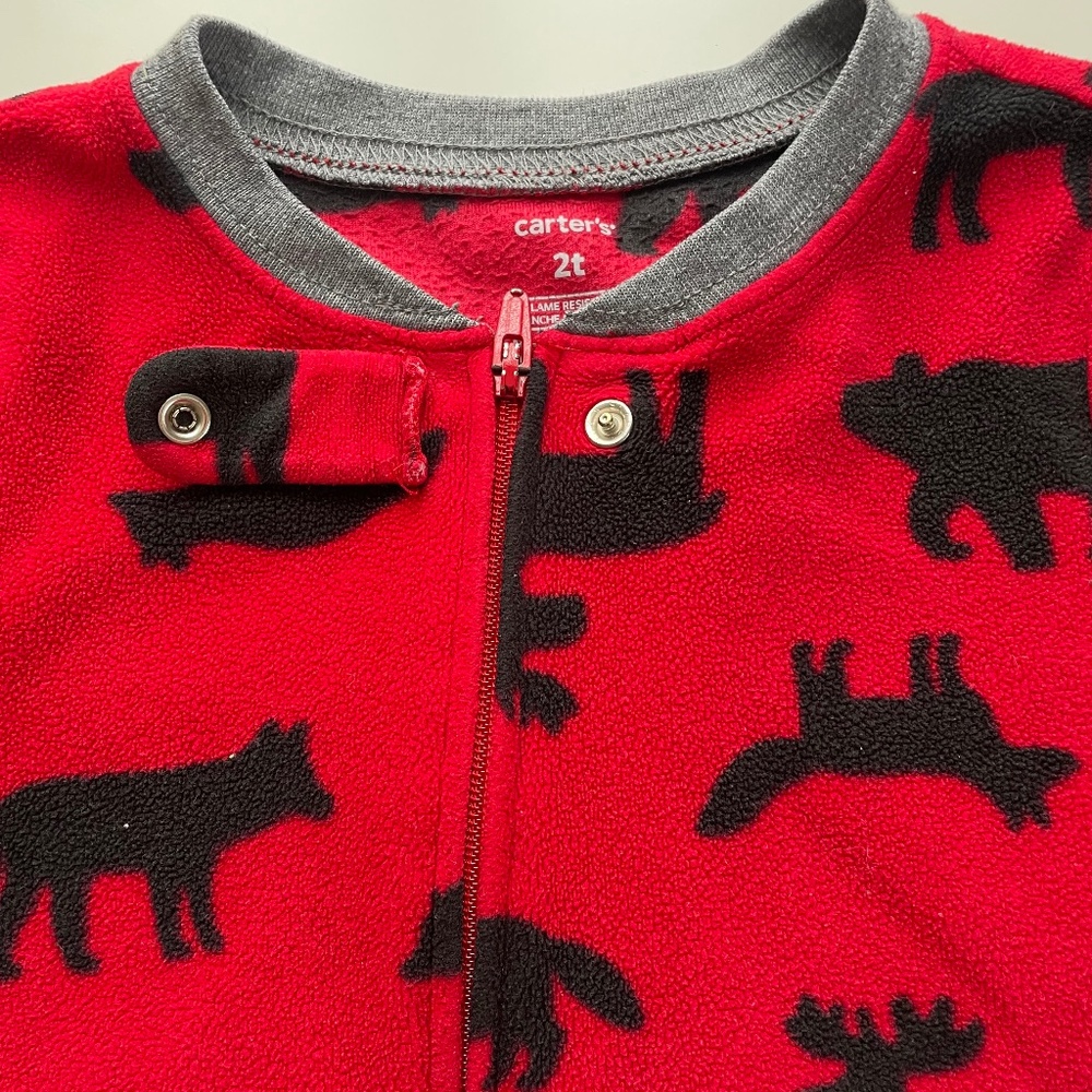 👶🏻 4/20$ Carter's  2T - Fleece footed PJ with bear - VGUC